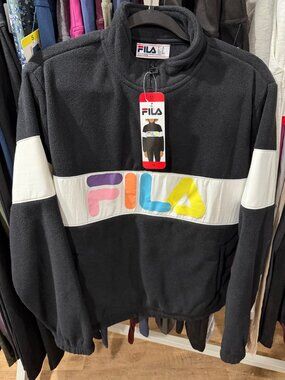 NWT Fila Ladies Fleece Quarter Zip Pullover Black Medium